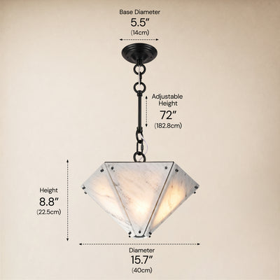 Pietra Porcelain White Marble Hexagonal Pendant 15.7"D