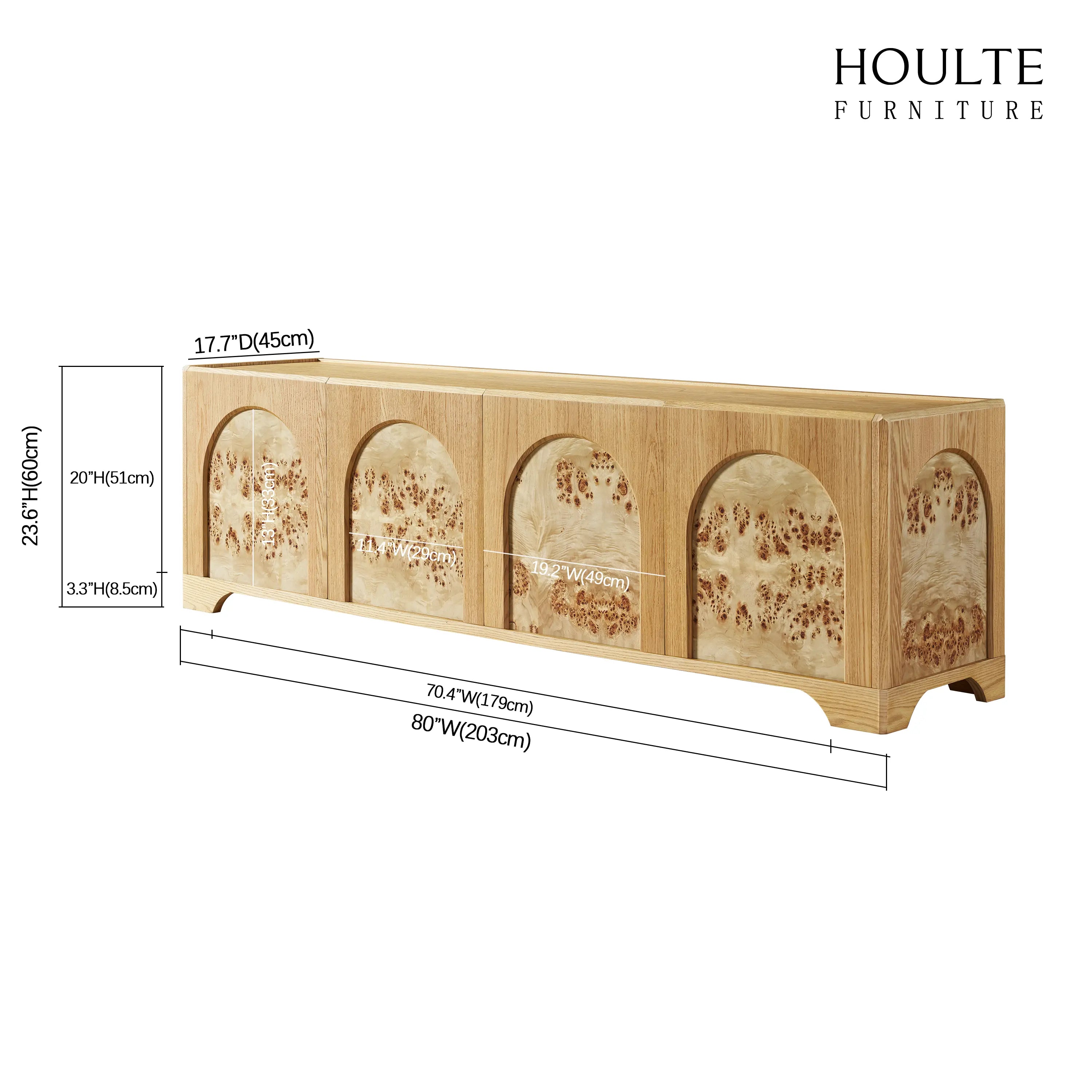 Aurora Oak Media Console 80"