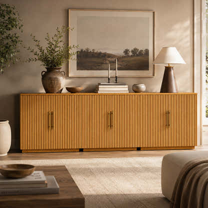 Holt 95″ Solid Oak Console(Set of 3)