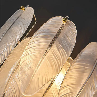 Avelis Glass Feather Round Chandelier 23.6"D