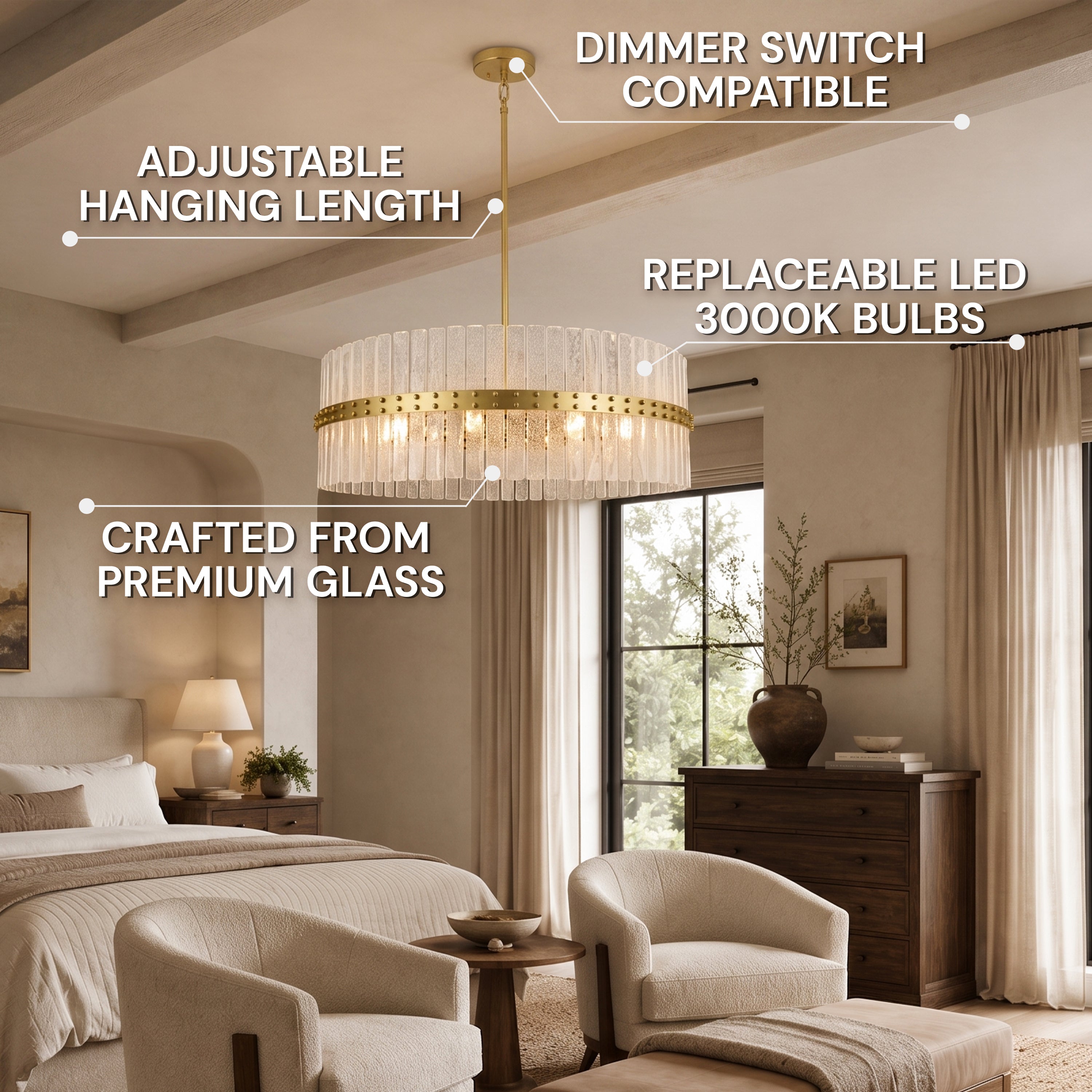 Mariselle Bubble Glass Round Chandelier 40"D
