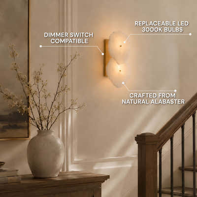 Moira Alabaster 2 Lights Wall Sconce