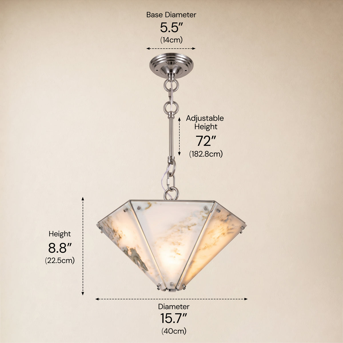 Pietra Landscape Marble Hexagonal Pendant 15.7"D