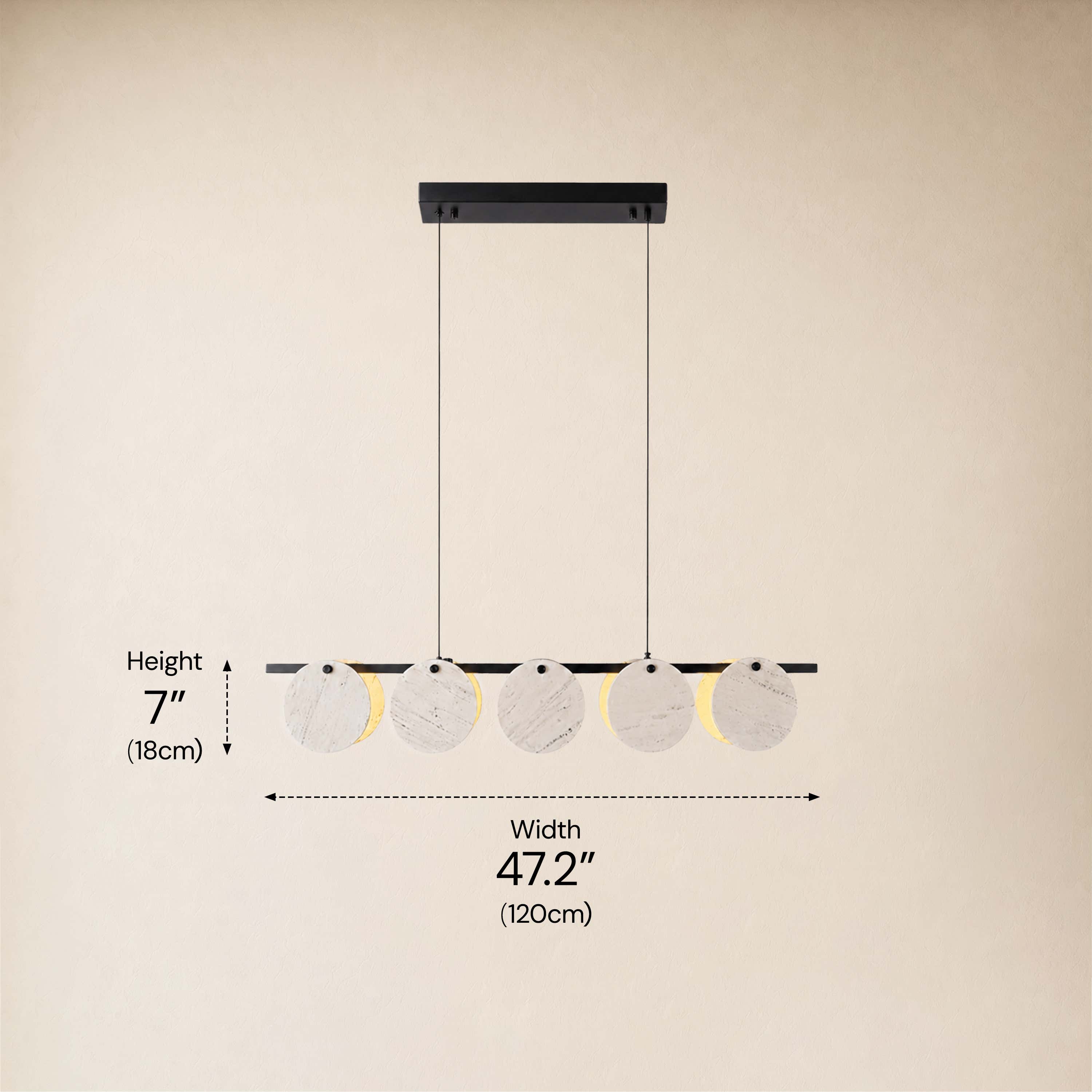 Pietra White Marble Disc Linear Chandelier 47.2"W
