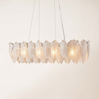 Avelis Glass Feather Linear Chandelier 32"W
