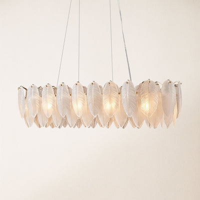 Avelis Glass Feather Linear Chandelier 40"W