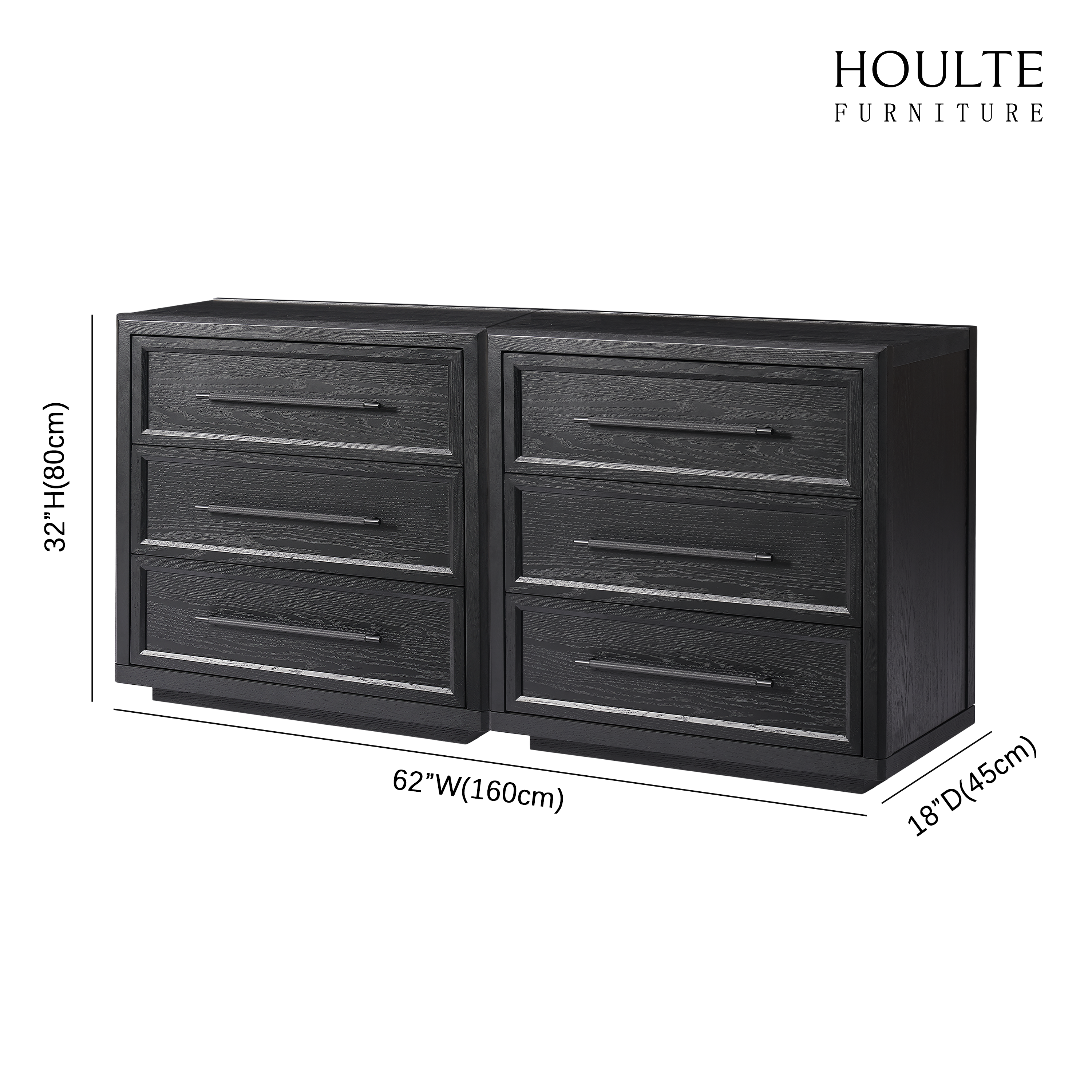 Alvar 64″ Oak 6-Drawer Chest(Set of 2)