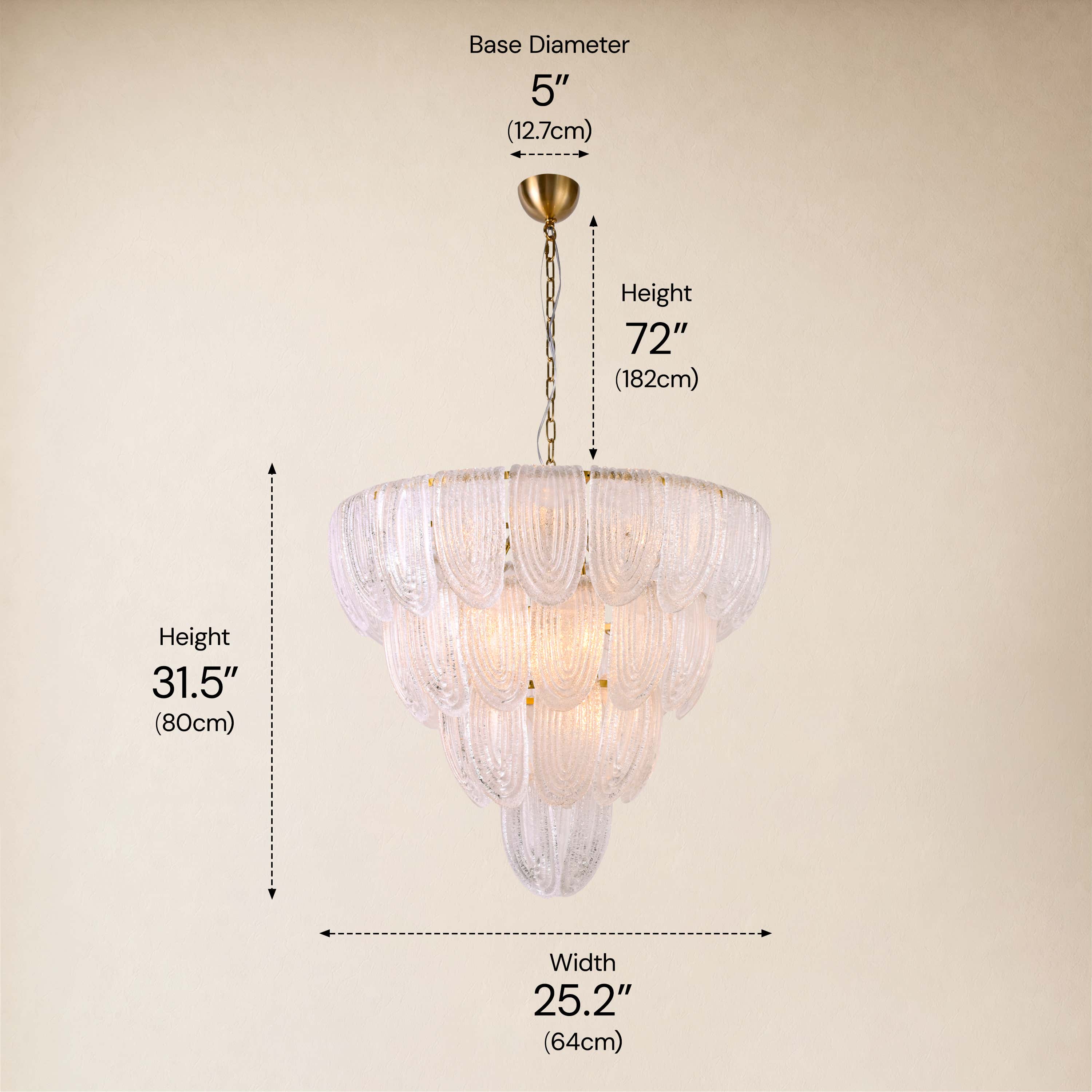Veloura Textured Glass Loop Cascade Chandelier 25.2"W