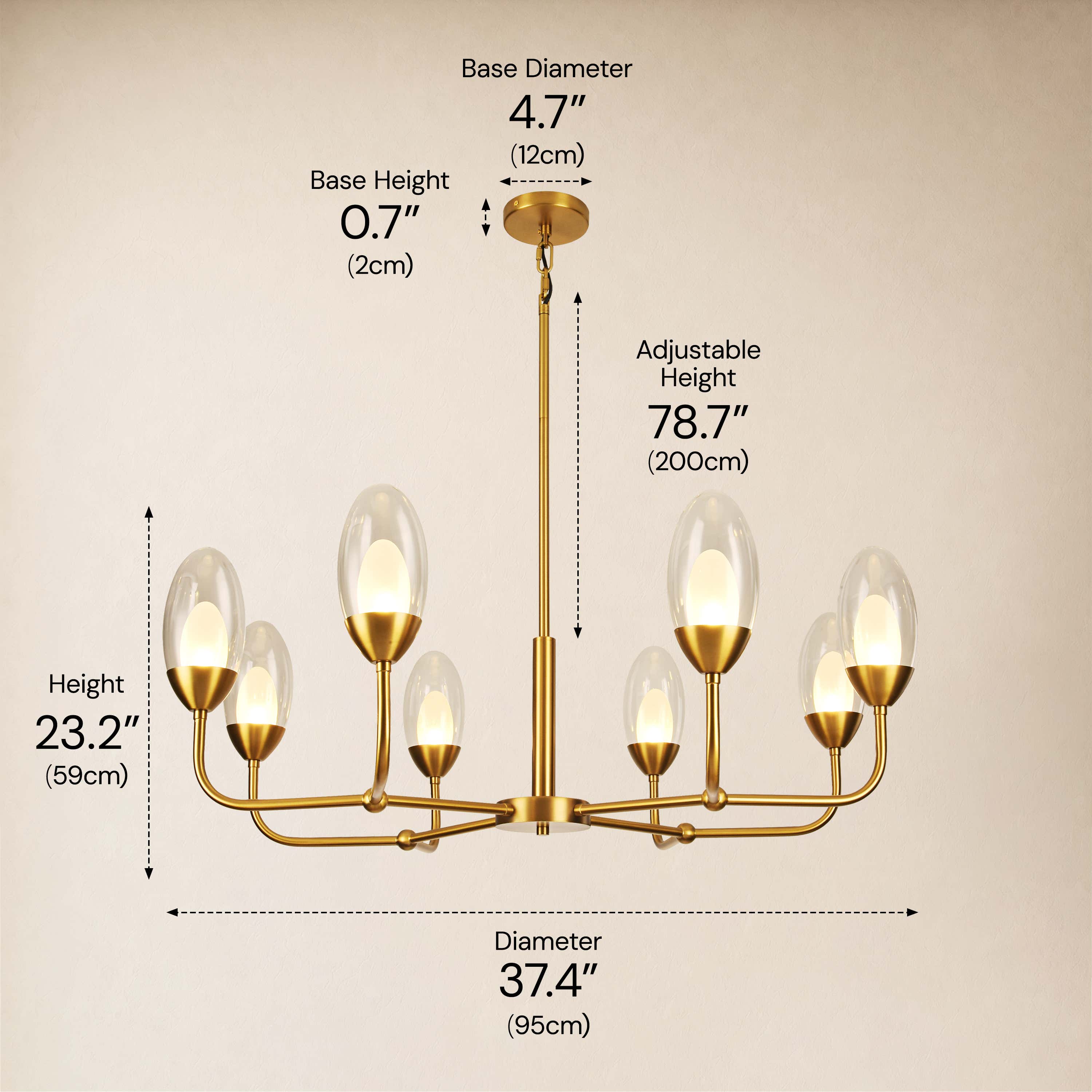 Cressa Oval Glass Round Chandelier 37"D