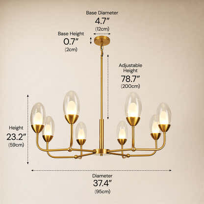 Cressa Oval Glass Round Chandelier 37"D