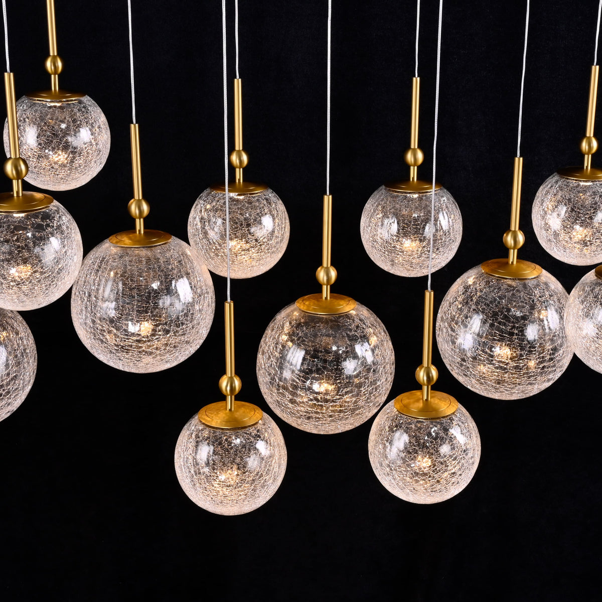 Elowen Crackled Glass Cluster Rectangular Chandelier