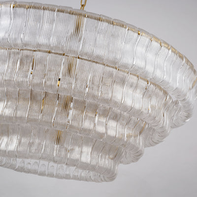 Ondalia Tiered Glass Custom Rectangular Chandelier 65"W