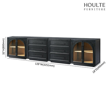 Alvar Arched  Oak Modular Media Console(Set of 4) Drawer Is In The Middle