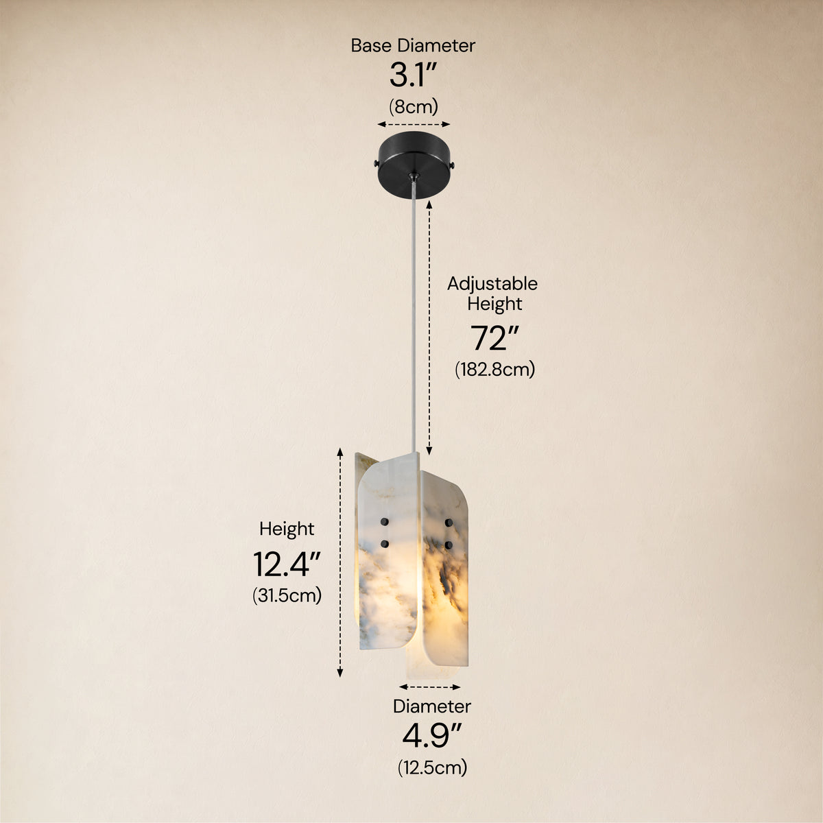 Pietra Landscape Marble Pendant 5.9"D