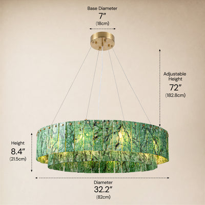 Pietra Forest Green Marble Tiered Round Chandelier 31.4"D