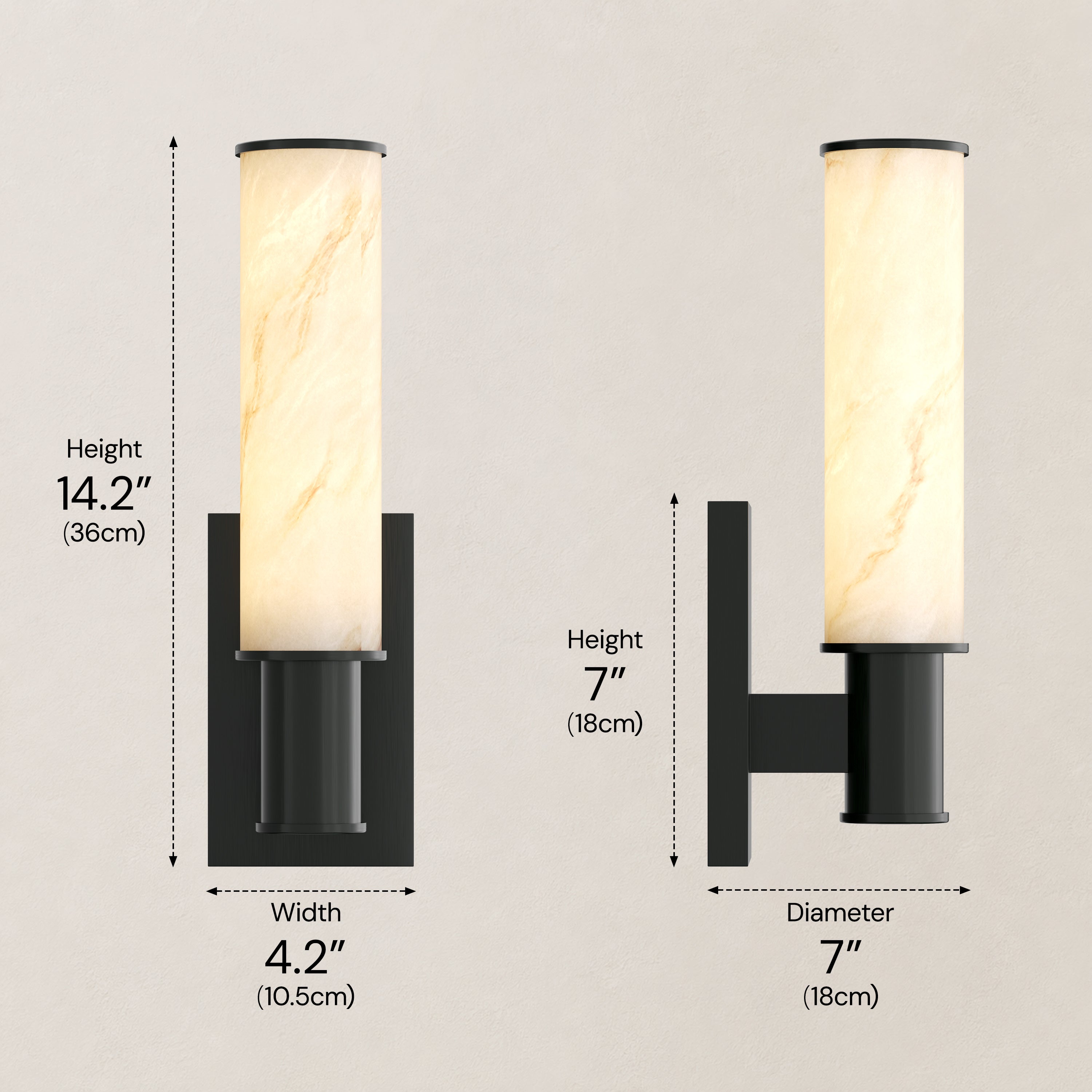 Nuvarelle Resin Single Cylinder Wall Sconce 14.2"H