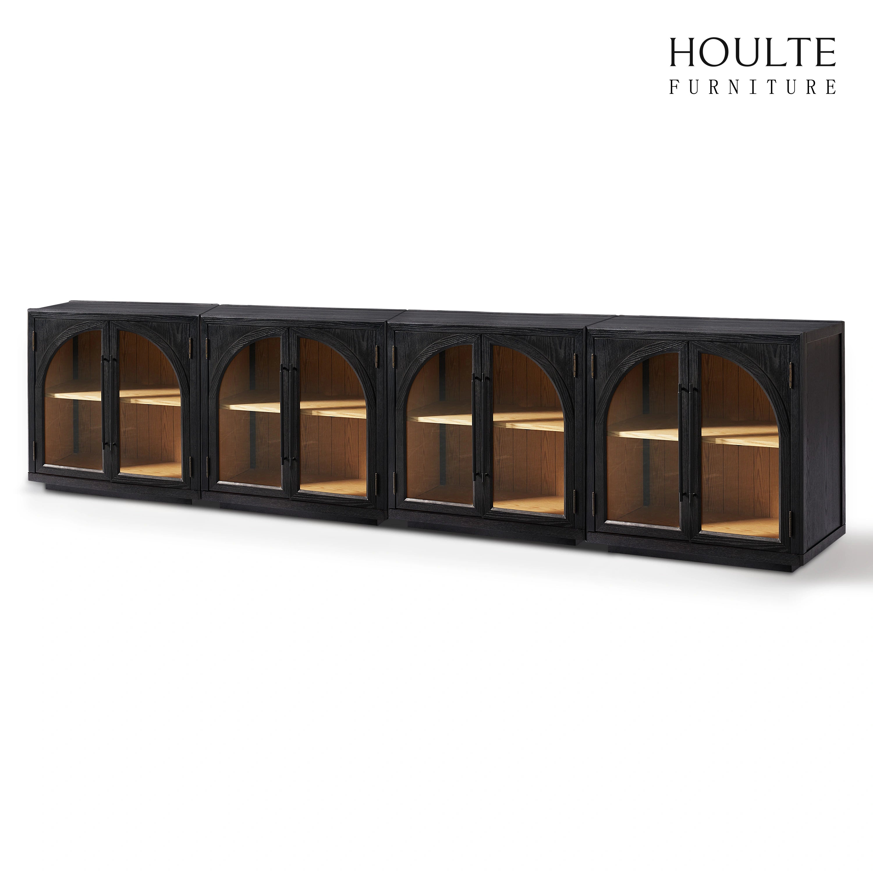 Alvar Arched 126″ Oak Media Console(Set of 4)