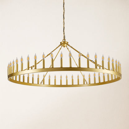 Wagon Wheel Candle Round Chandelier 64"