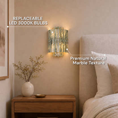 Pietra Green Marble Round Wall Sconce 11.8"D