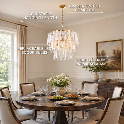 Orvessa Glass Cascade Round Chandelier 23.6"D
