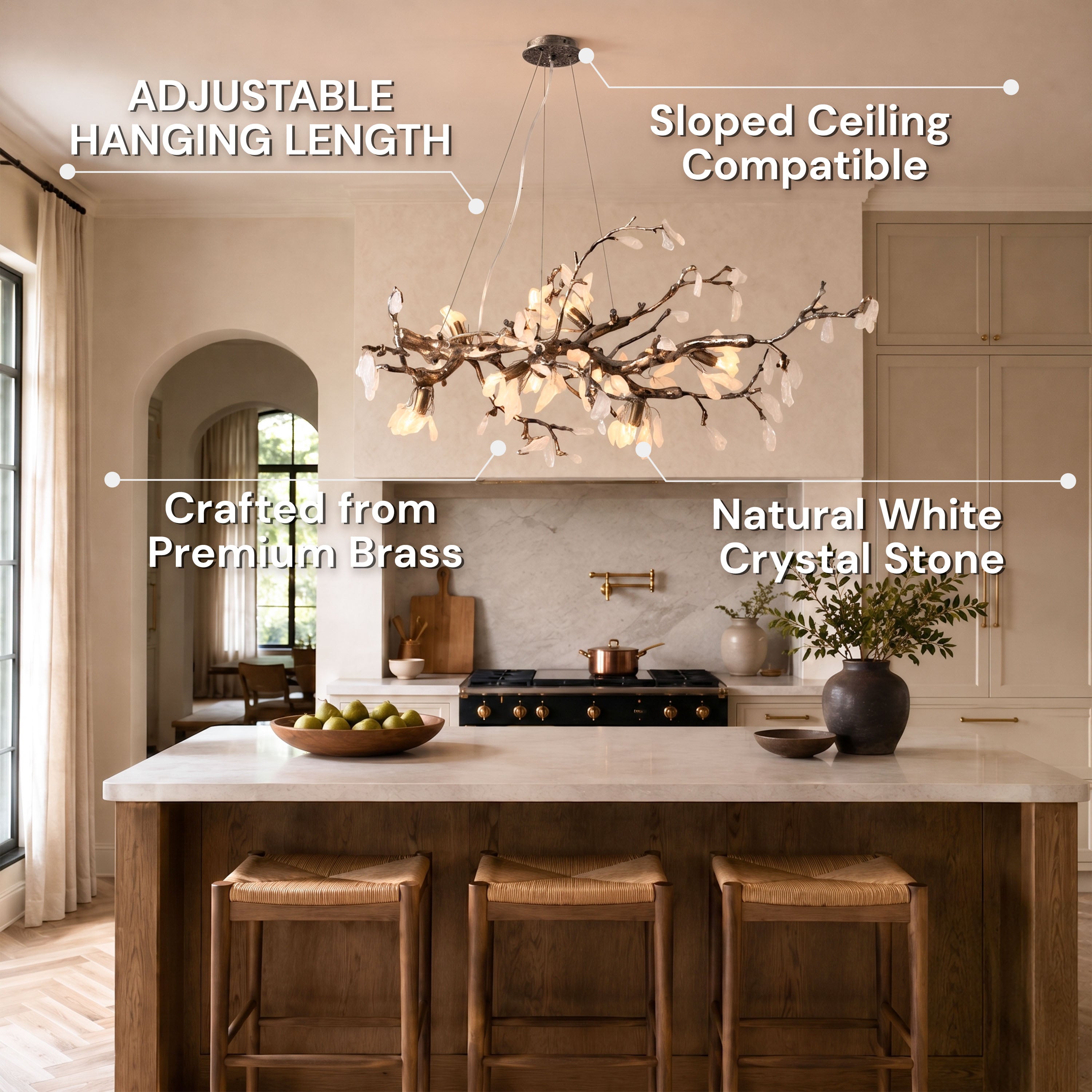 Arboris Rose Quartz Branch Chandelier 39.3"W
