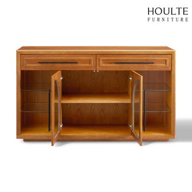 Alvar Oak Arched Glass Sideboard 63"W
