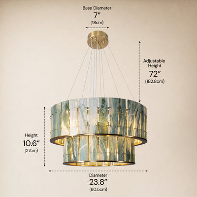 Pietra Victoria Green Marble Two-Tier Round Chandelier 25.5"D