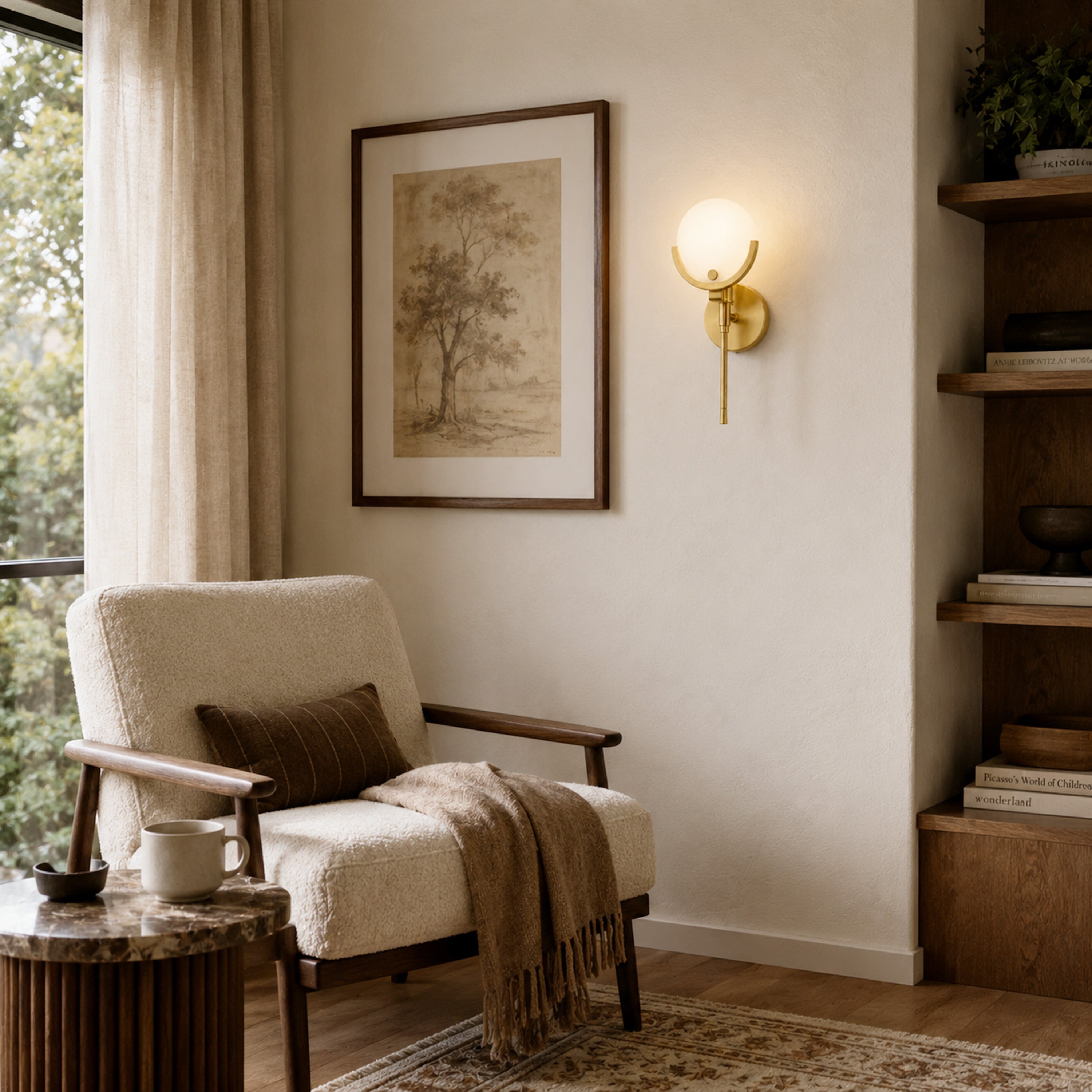 Alabaster Ava Brass Wall Lamp