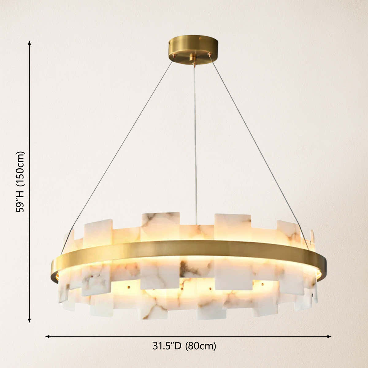 Calia Halo Alabaster Round Chandelier dimensions 3