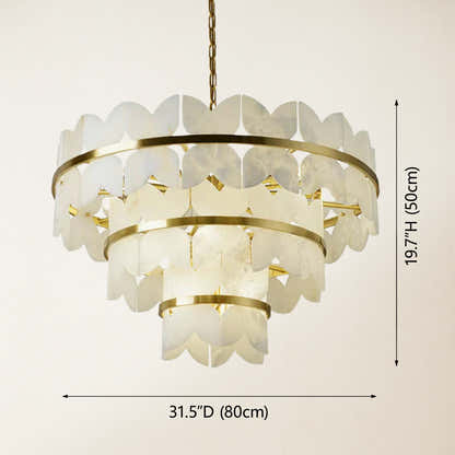 Cloudscape Alabaster Brass 3-Layer Chandelier 32"D