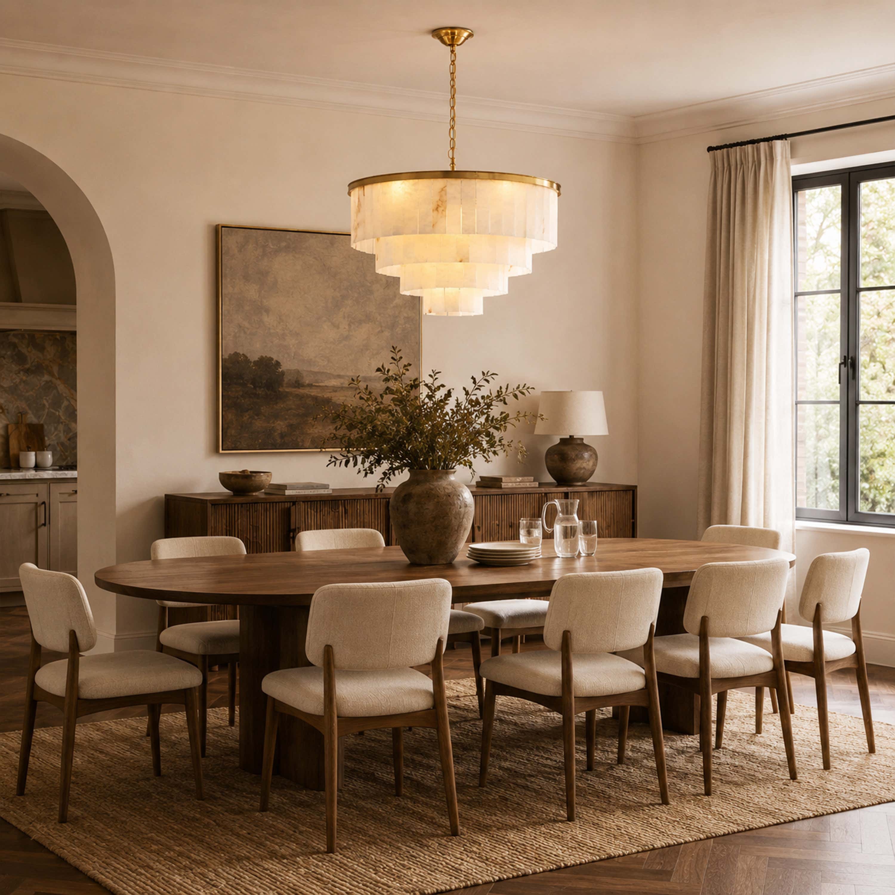Montrava Alabaster Tiered  Round Chandelier