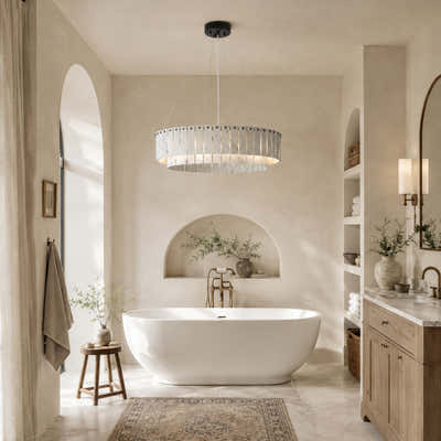 Pietra White Marble Tiered Drum Chandelier 24" 31"D