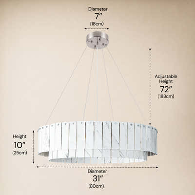 Pietra White Marble Tiered Drum Chandelier 24" 31"D