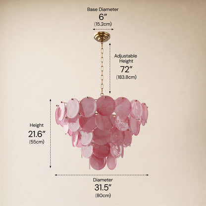 Auralis Pink Glass Disc Round Chandelier 20" 24" 31.5"D