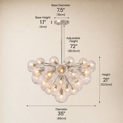 Elowen Crackled Glass Cluster Round Chandelier 24" 35"D