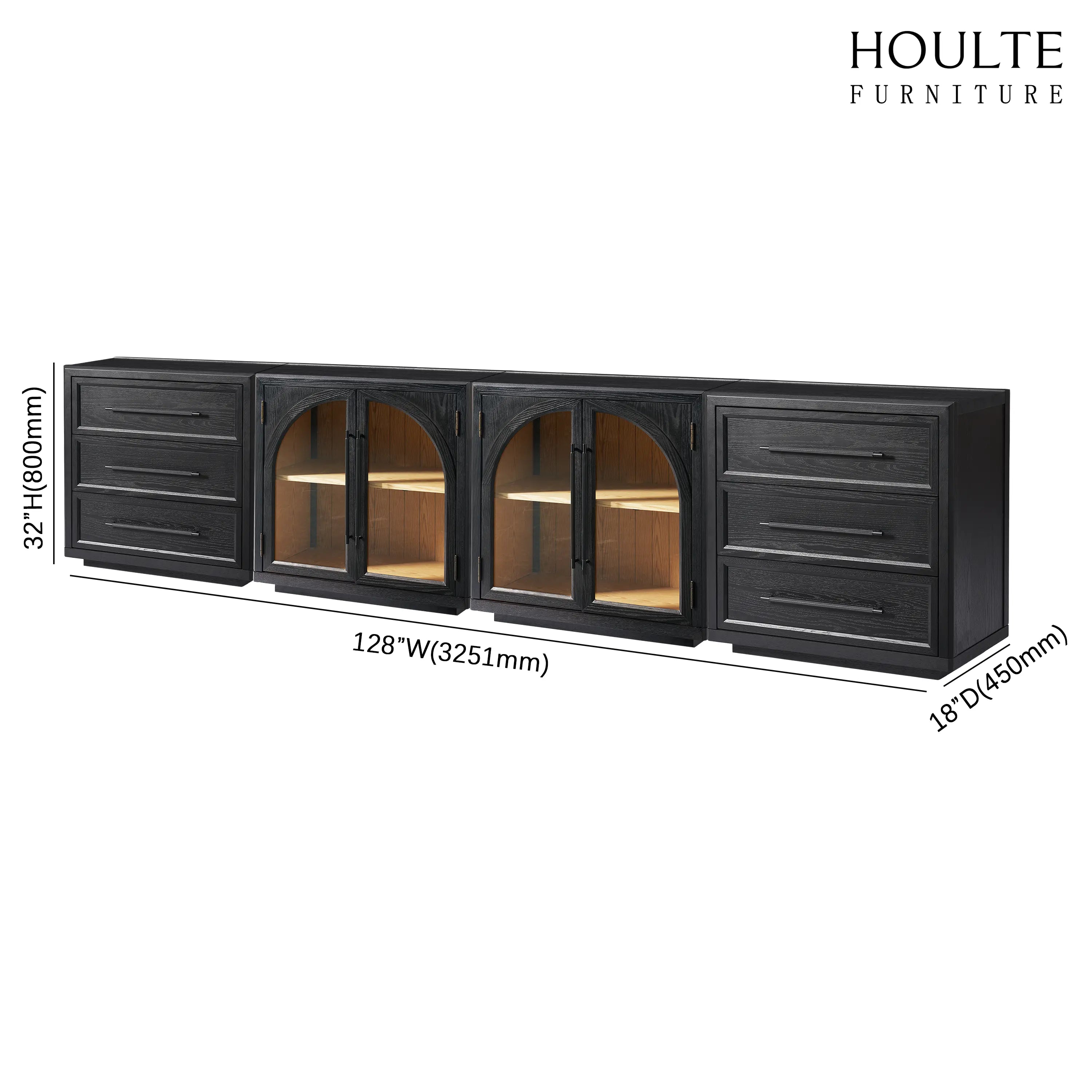 Alvar Arched 126″ Oak Modular Media Console(Set of 4)