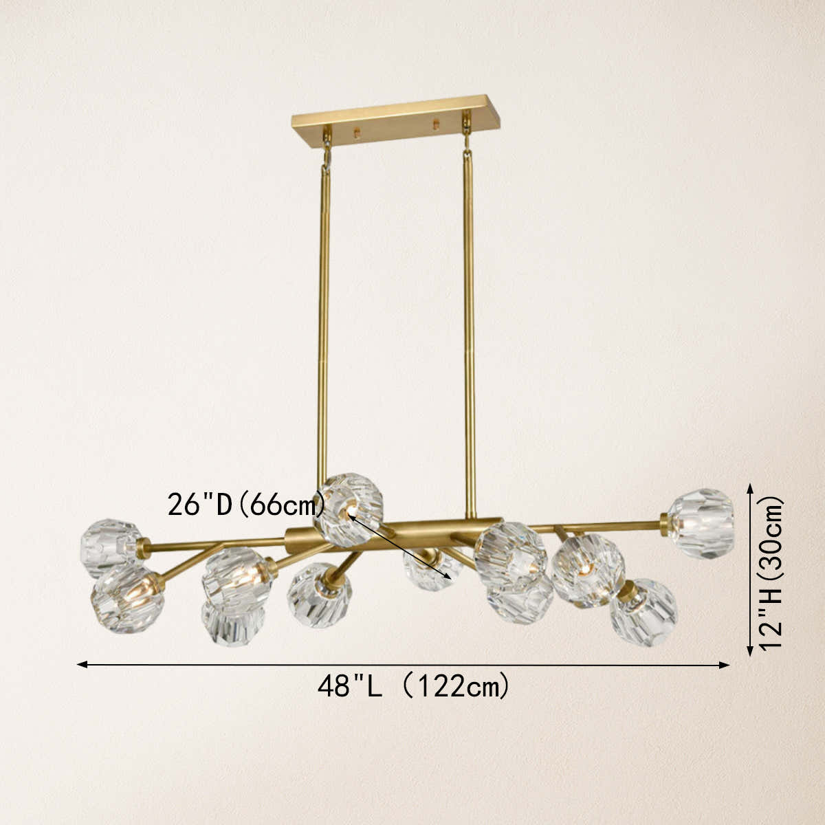 Parisian Crystal Linear Chandelier 48"L