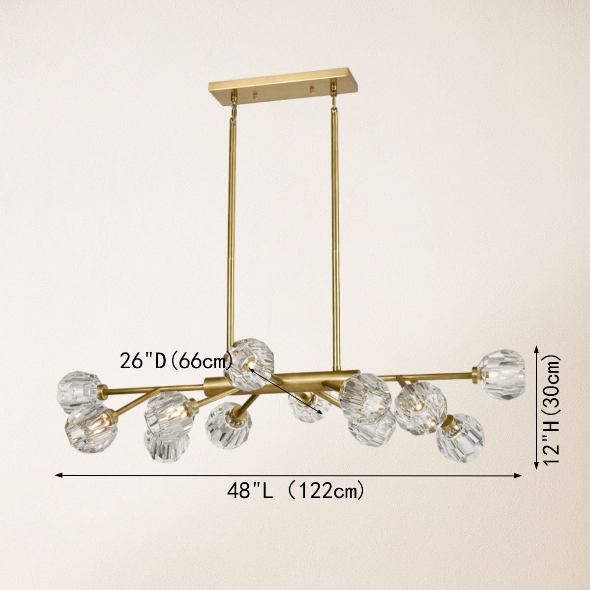 Parisian Crystal Linear Chandelier 48"L