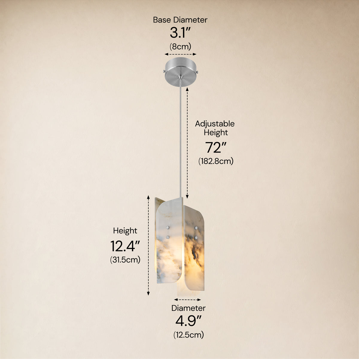 Pietra Landscape Marble Pendant 5.9"D