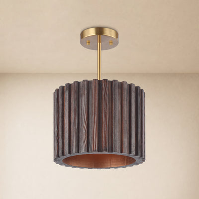 Virelune Wood Fluted Round Ceiling Light 11.8"D 