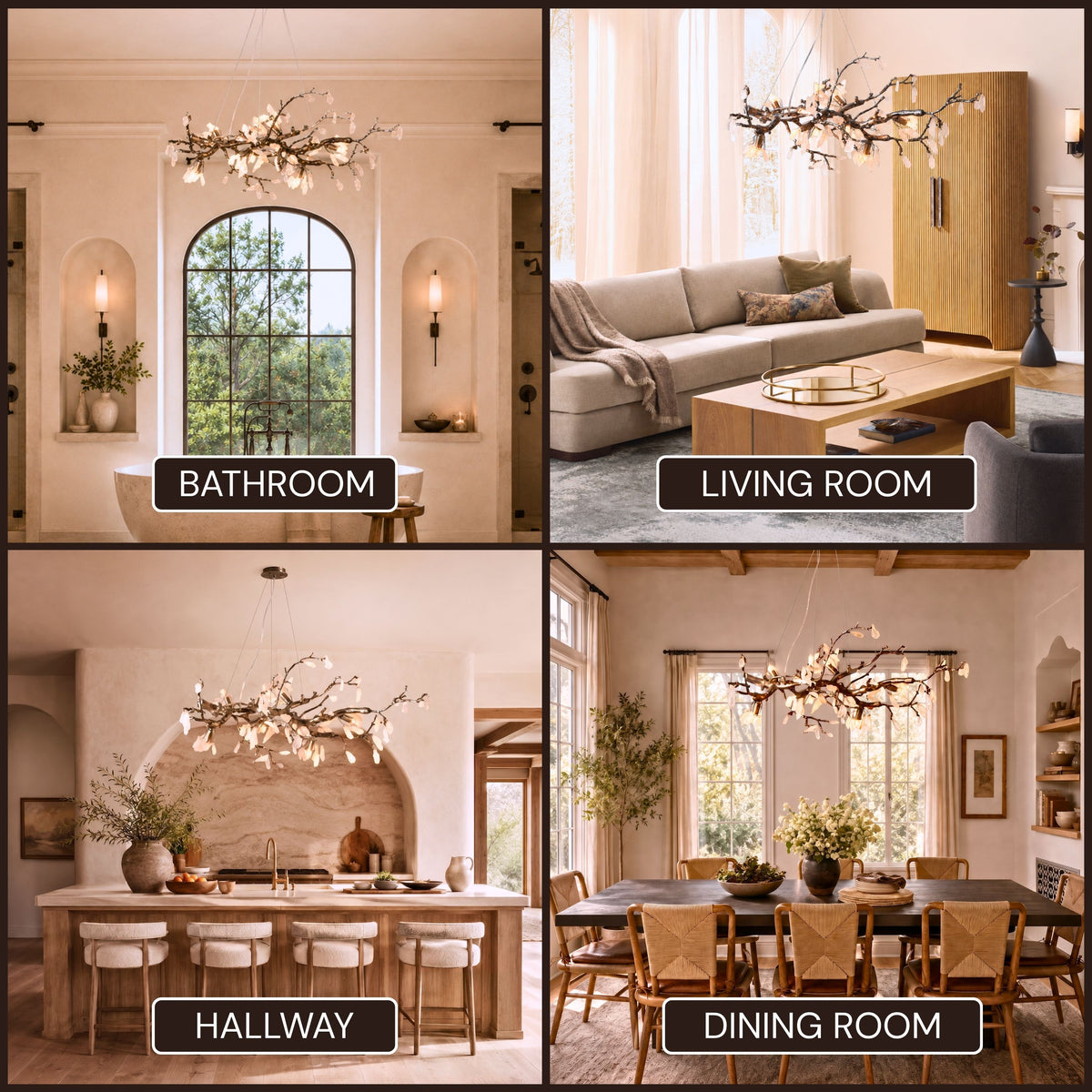 Arboris Rose Quartz Branch Chandelier 39.3"W