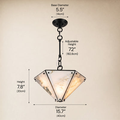 Pietra White Marble Hexagonal Lantern Pendant 15.7"D