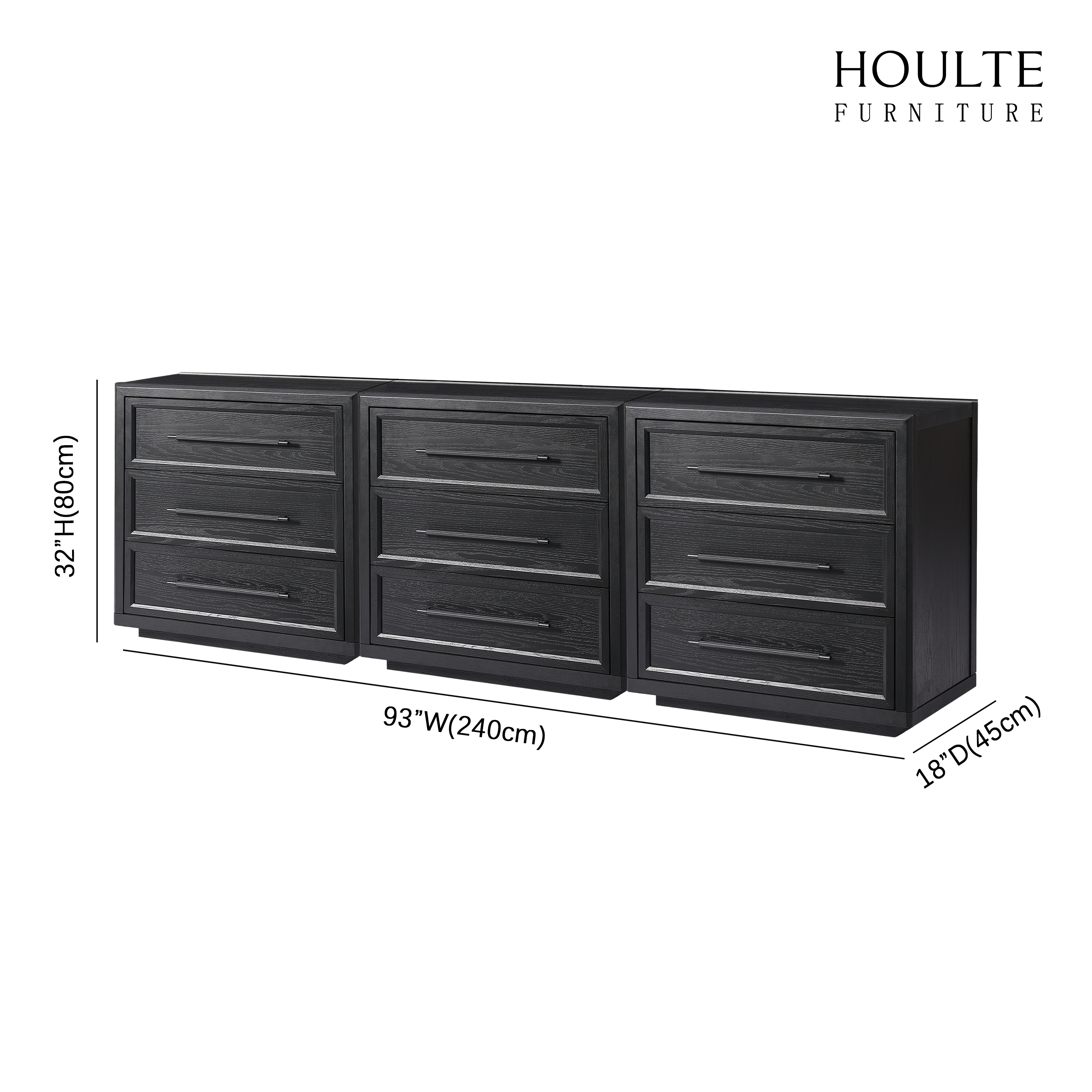 Alvar 96″ Oak 9-Drawer Chest(Set of 3)