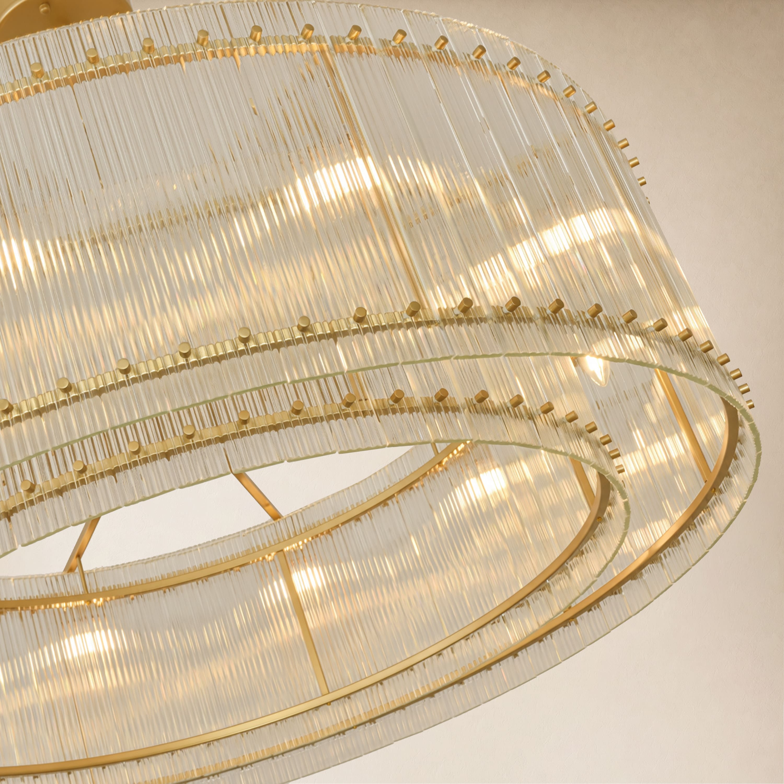 Solvayne Ribbed Glass Round Chandelier 48"D