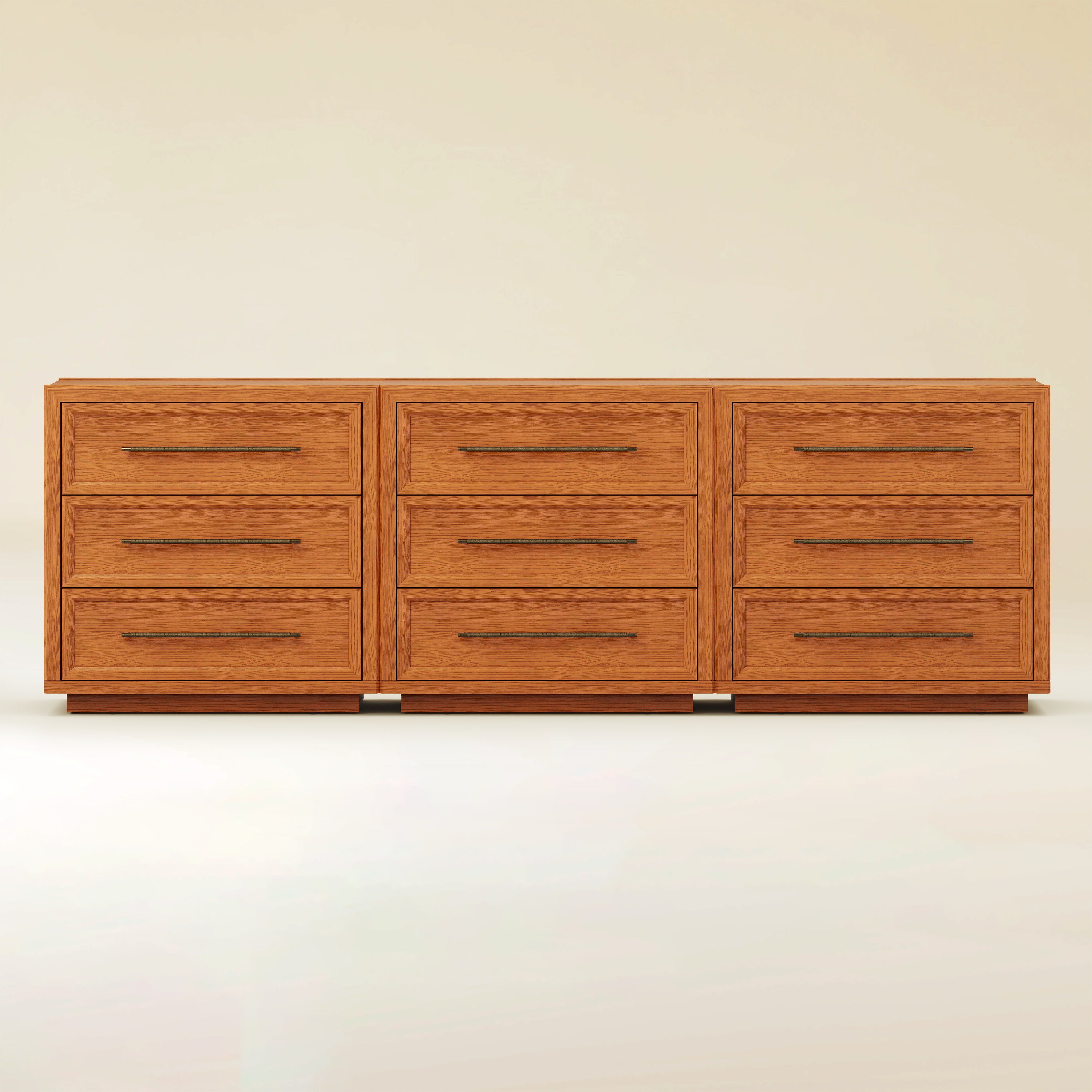 Alvar 95″ Oak 9-Drawer Chest(Set of 3)