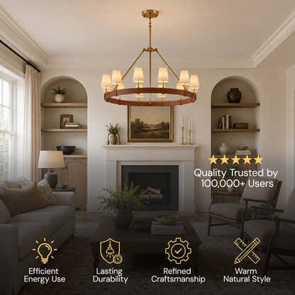 Corvella Leather Custom Round Chandelier 48" 60"W