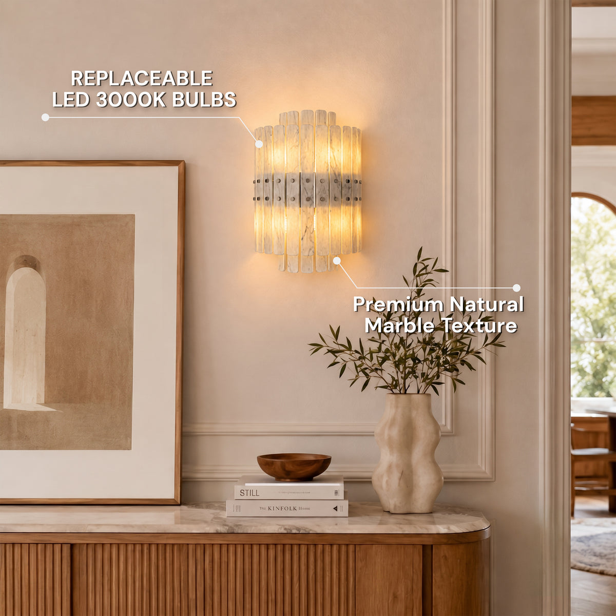 Pietra Marble Round Wall Sconce 11.8"D