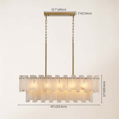 Nivislight Alabaster 2-Tier Rectangular Chandelier 40"D