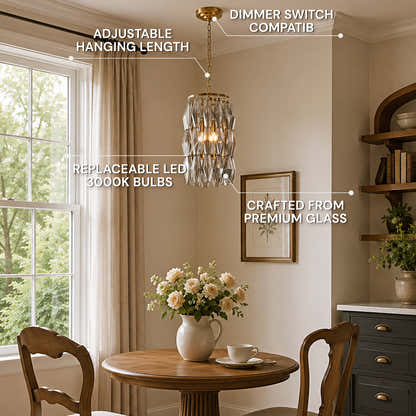 Celestial Drop Glass Cylinder Chandelier 11.8"D