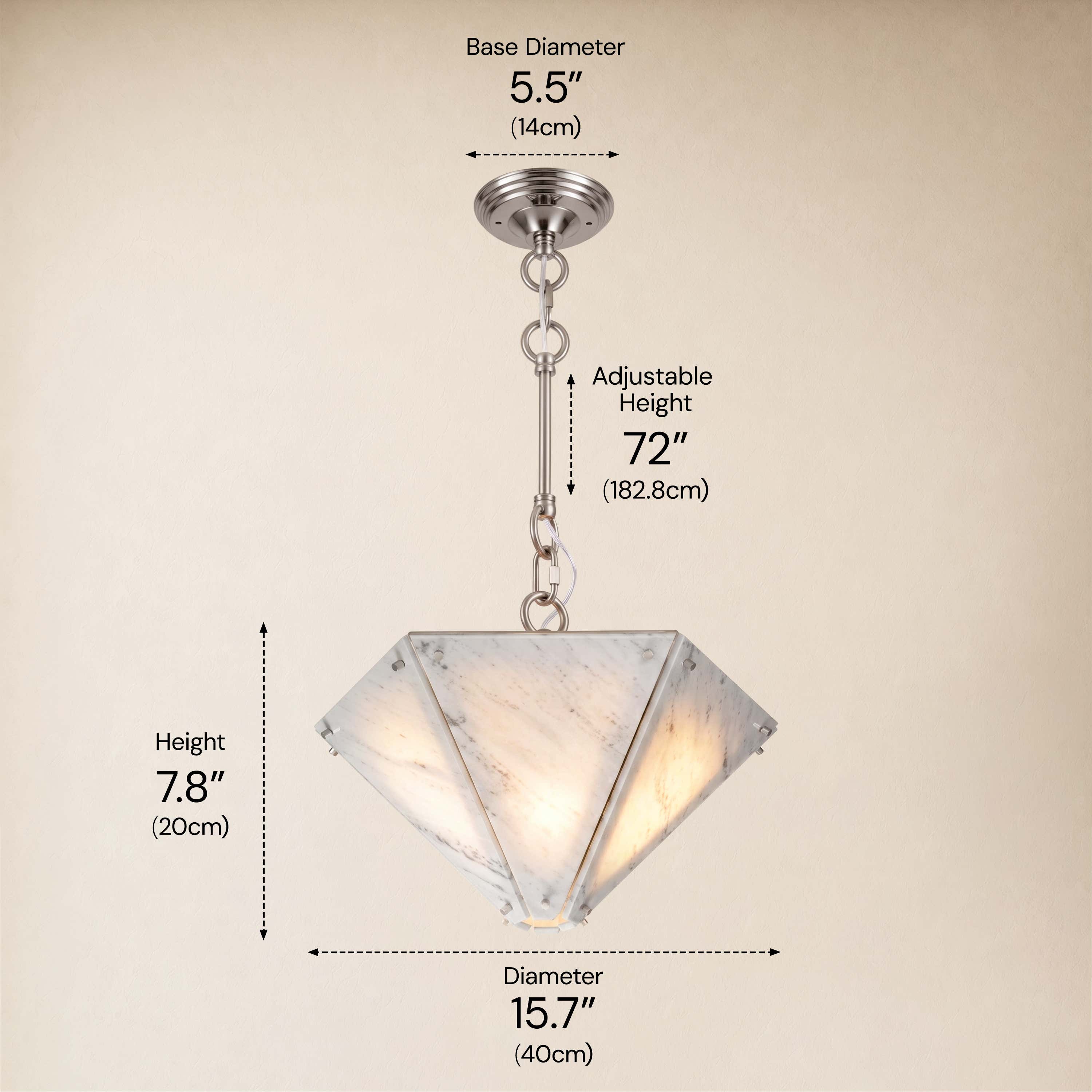 Pietra White Marble Hexagonal Lantern Pendant 15.7"D